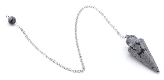 Pendule Goutte Obsidienne Neige 3cm