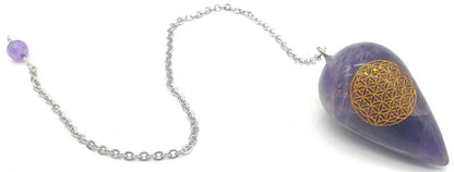 Pendule Gravé Fleur de Vie 4cm — Améthyste