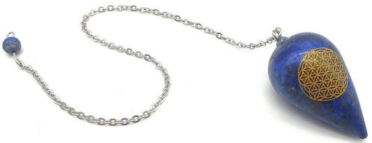 Pendule Gravé Fleur de Vie 4cm — Lapis Lazuli