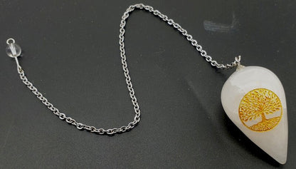 Pendule Gravé Arbre de Vie 4cm — Cristal de Roche