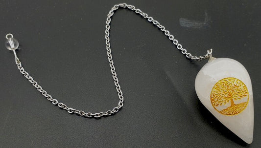 Pendule Gravé Arbre de Vie 4cm — Cristal de Roche
