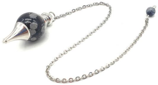 Pendule sphère Obsidienne Neige 4cm