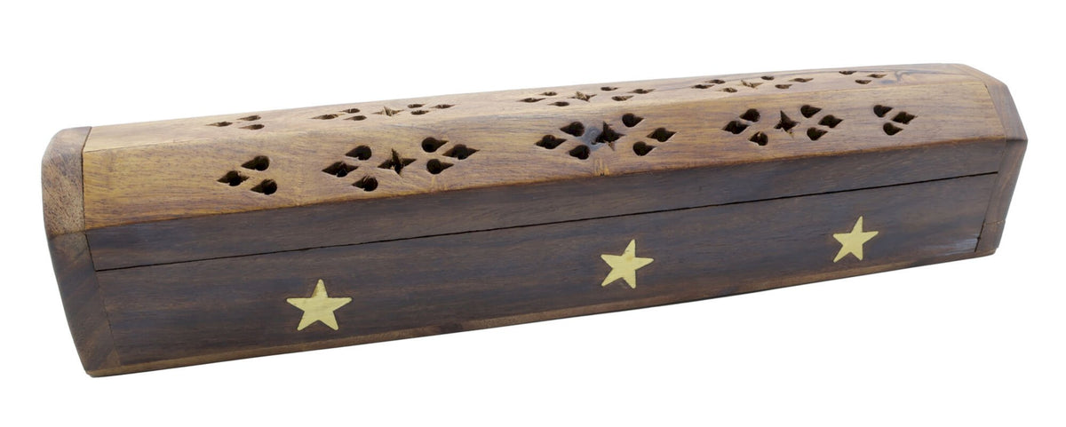Porte-Encens Bois Coffret Etoiles 30cm