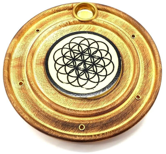 Porte-Encens Bois Rond Graine de Vie 10cm