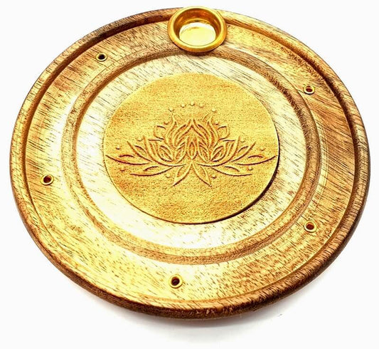 Porte-Encens Bois Rond Lotus 10cm