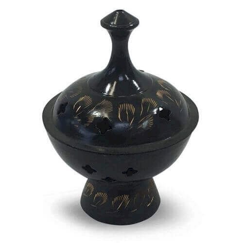Brûleur Résine Laiton Etoiles Noir 10cm