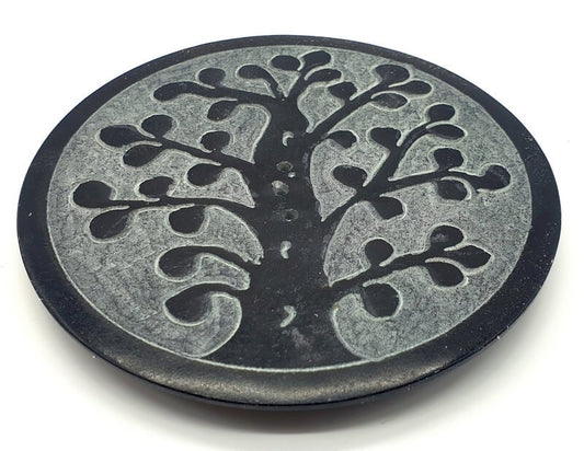 Porte-Encens Pierre Rond Arbre de Vie 10cm