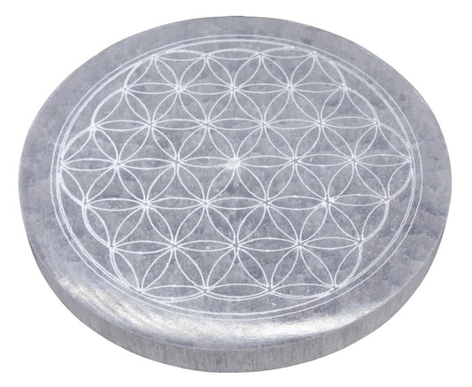 Porte-Encens Sélénite Fleur de Vie 10cm