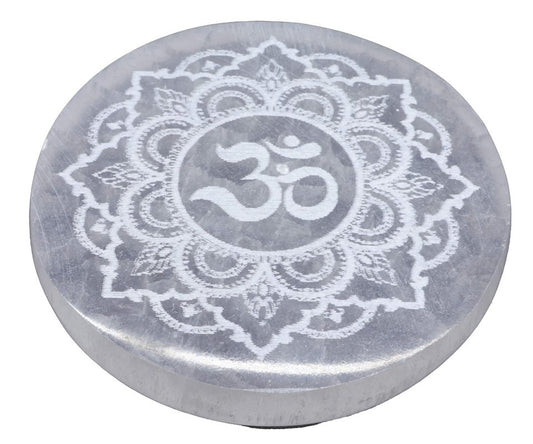 Porte-Encens Sélénite OM Motifs 10cm