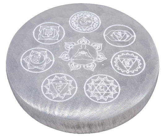 Porte-Encens Sélénite Bouddha 7 Chakras 10cm