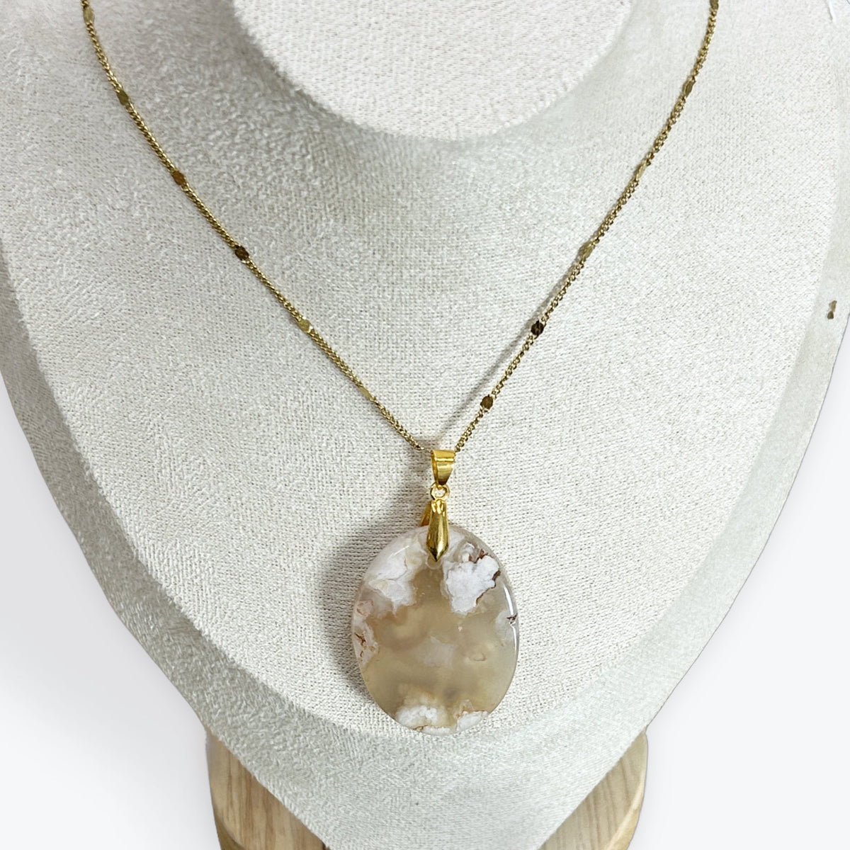 Pendentif Agate Fleur - Galet
