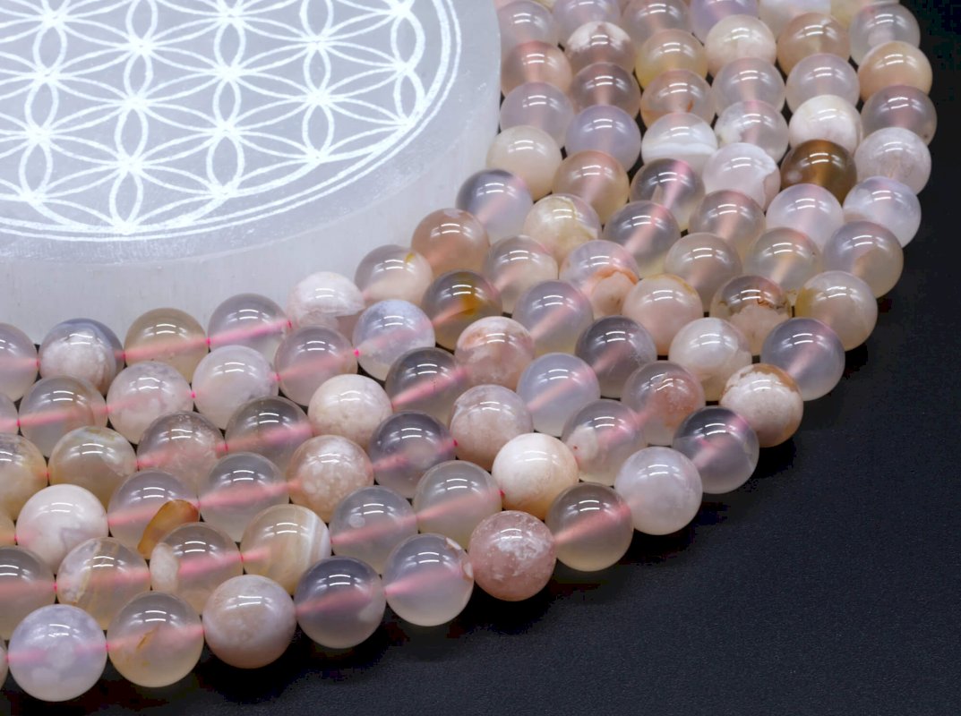 Perles Agate Cerise sur fil
