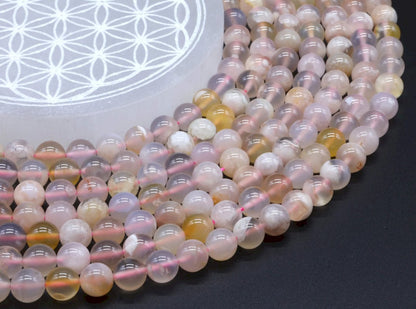 Perles Agate Cerise sur fil