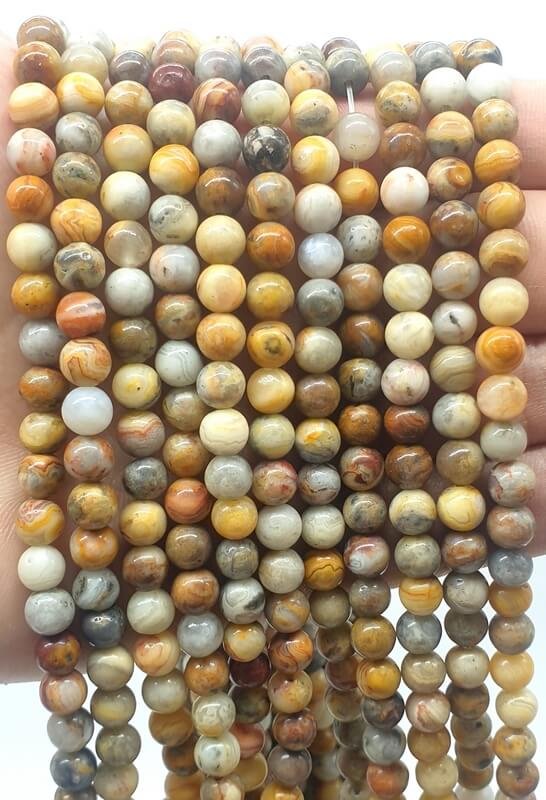 Perles Agate Crazy Lace sur fil