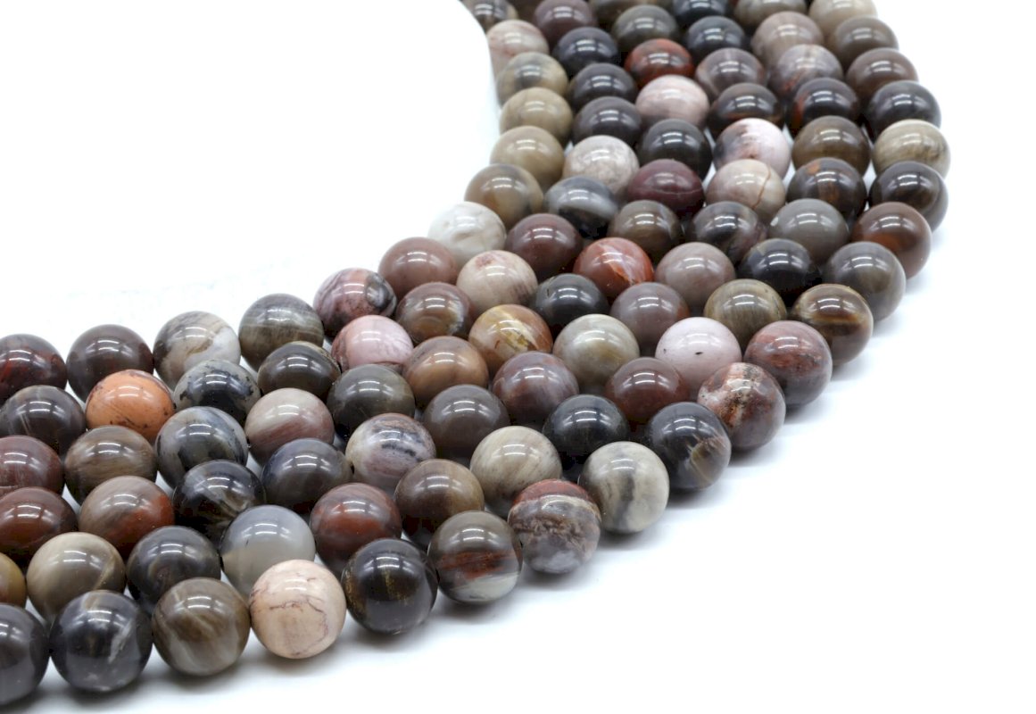 Perles Agate Fossile sur fil