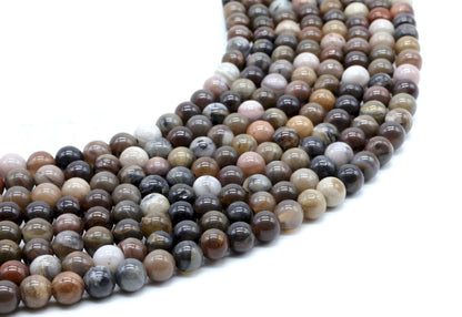 Perles Agate Fossile sur fil