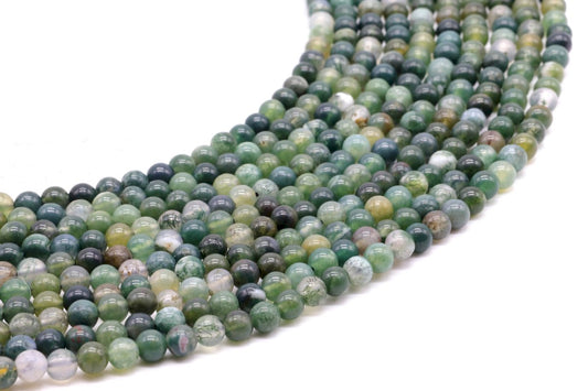 Perles Agate Mousse sur fil