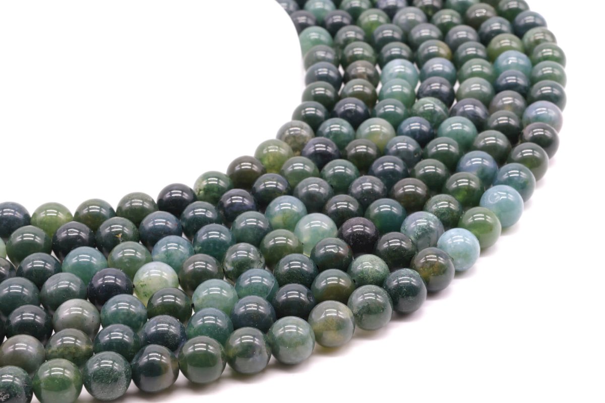Perles Agate Mousse sur fil