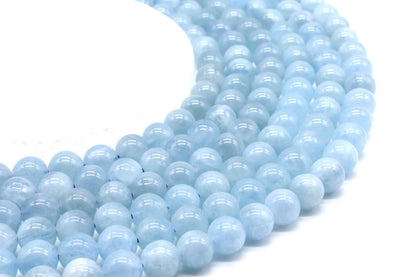 Perles Aigue Marine 'AA' sur fil
