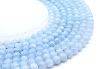 Perles Aigue Marine 'AA' sur fil