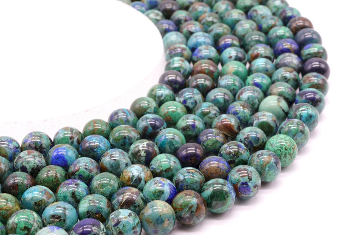 Perles Azurite 'AAA' sur fil