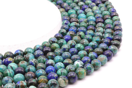 Perles Azurite 'AAA' sur fil