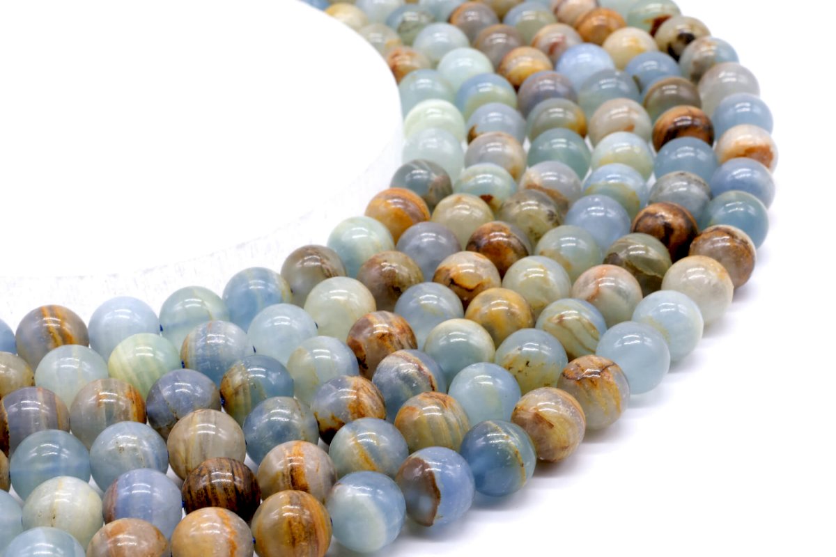 Perles Calcite Bleue sur fil