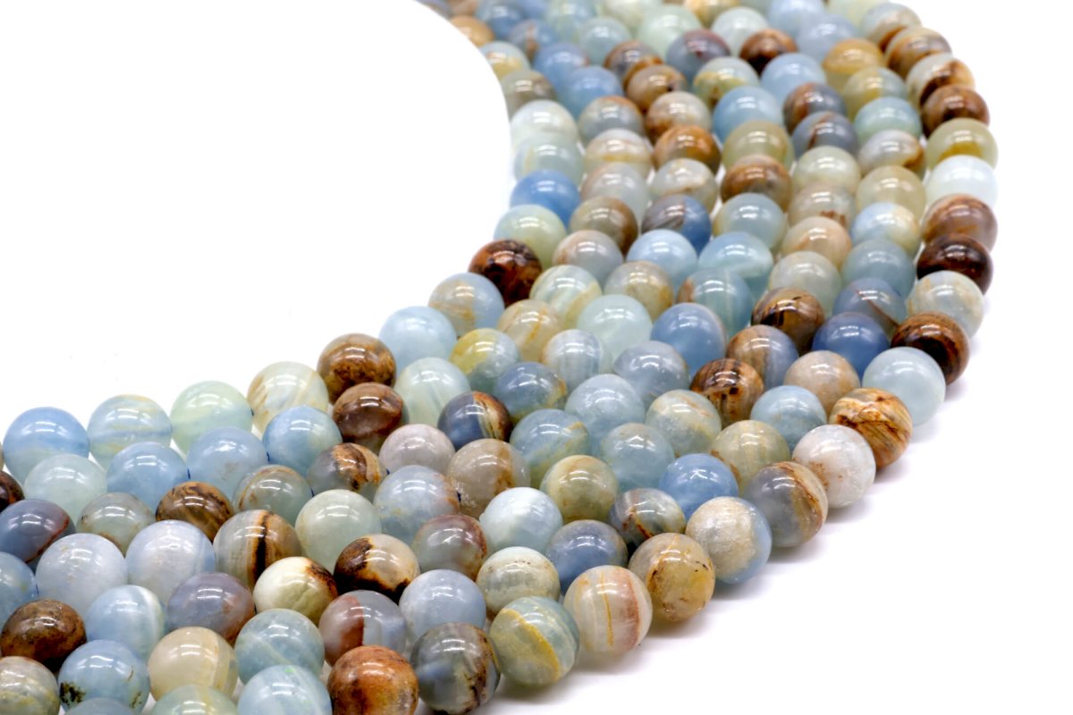 Perles Calcite Bleue sur fil