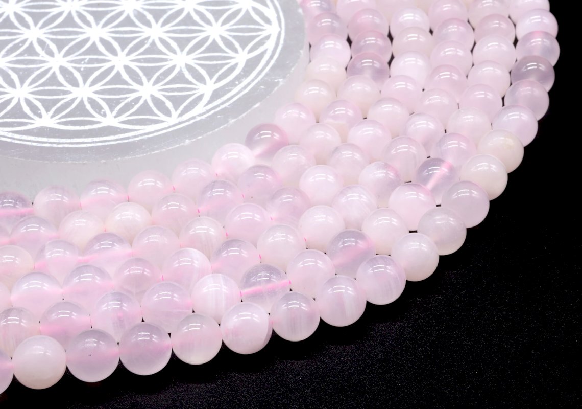 Perles Calcite Rose sur fil
