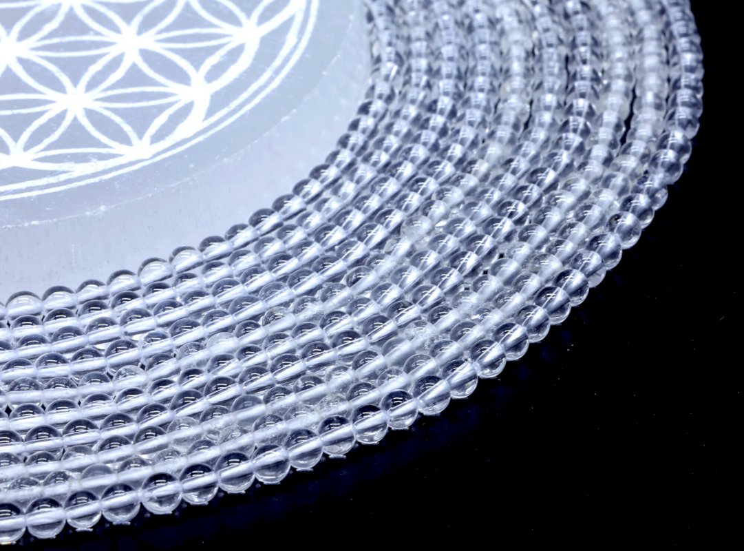Perles Cristal de Roche sur fil
