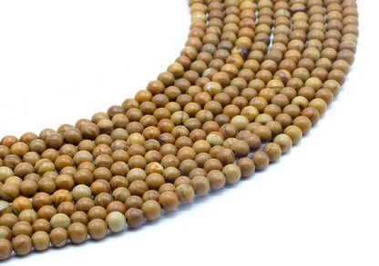 Perles Bois Fossile sur fil