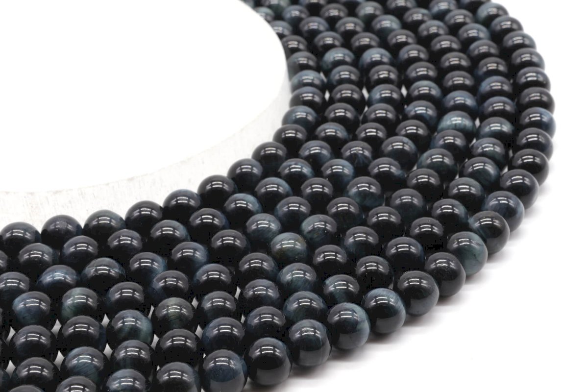 Perles Oeil de Faucon 'AA' sur fil