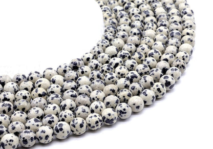 Perles Jaspe Dalmatien sur fil