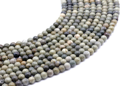 Perles Jaspe Feuille d'Argent sur fil