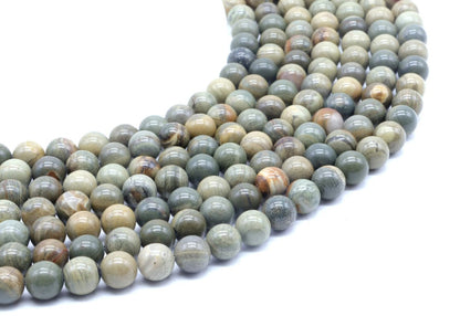 Perles Jaspe Feuille d'Argent sur fil