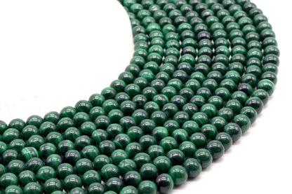 Perles 'Dark' Malachite 'AA' sur fil