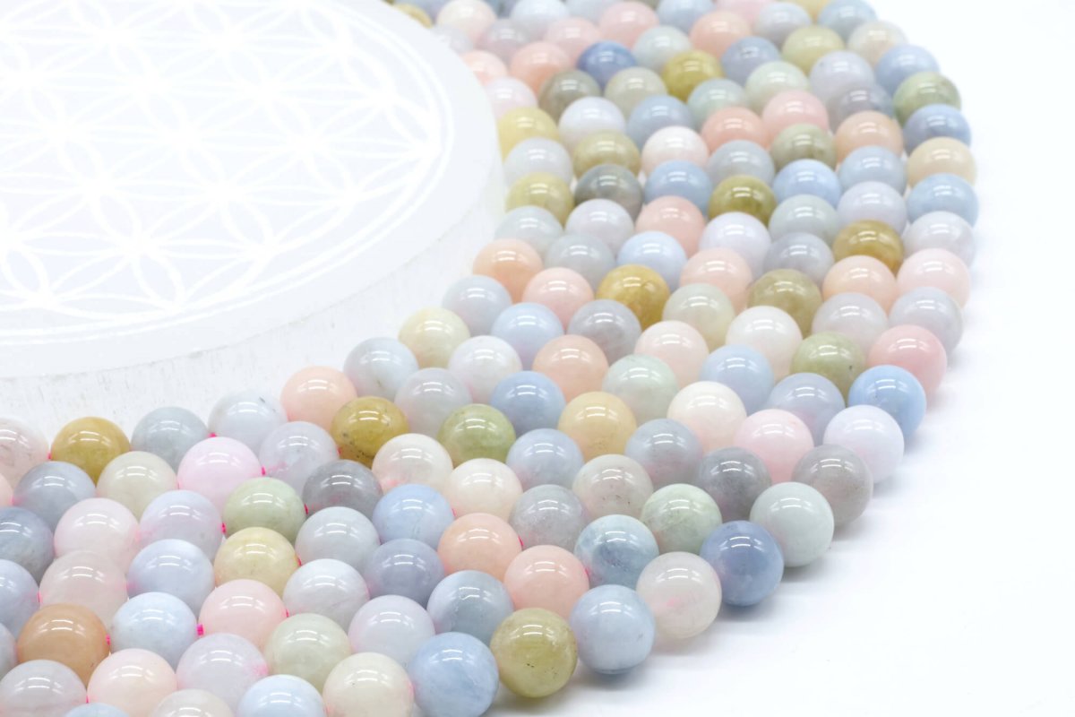 Perles Morganite sur fil