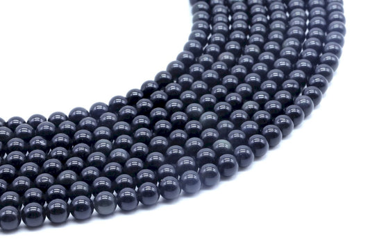 Perles Obsidienne Noire Dorée sur fil