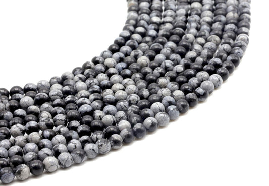 Perles Obsidienne Neige sur fil