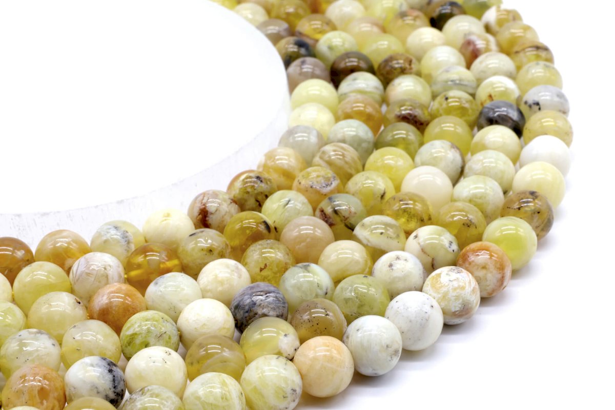 Perles Opale Jaune sur fil