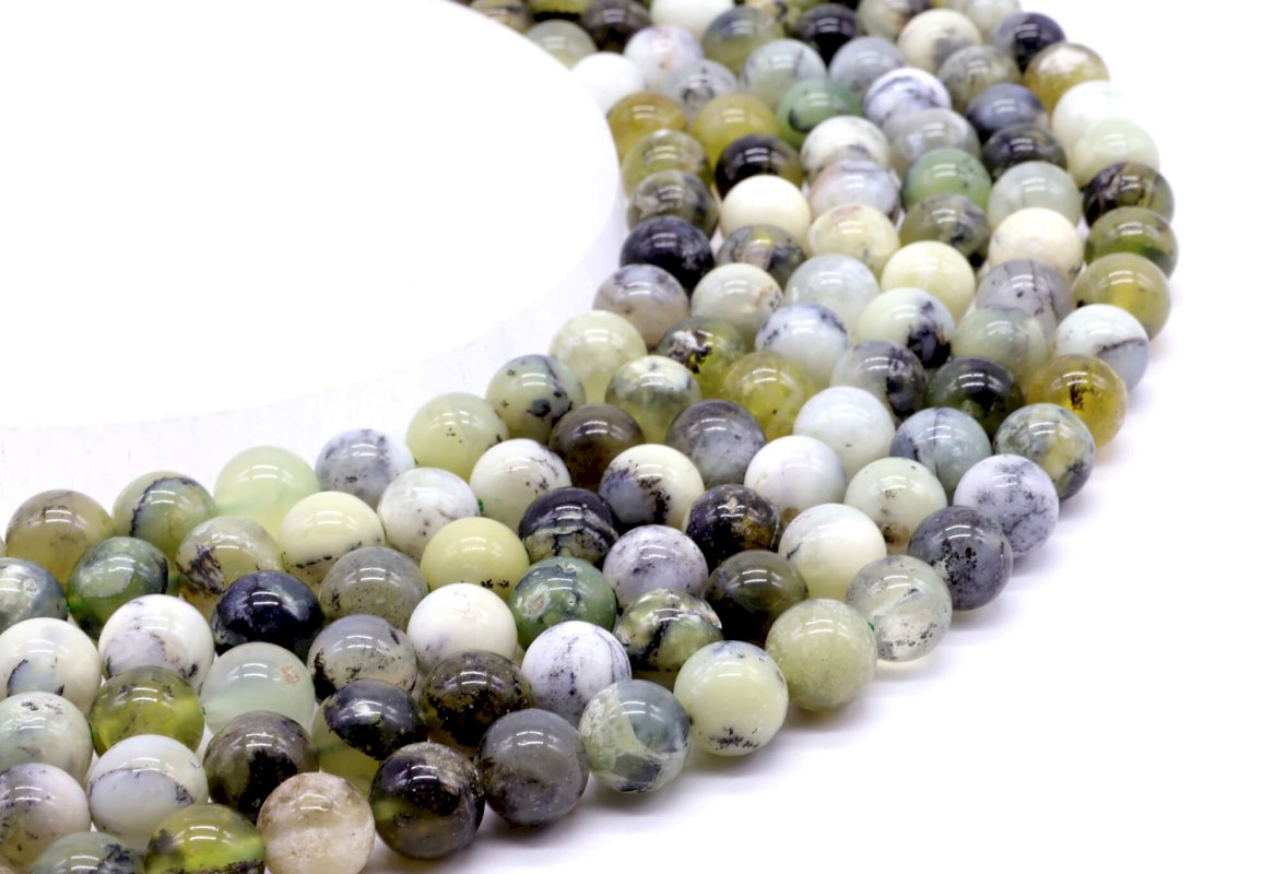 Perles Opale Verte sur fil