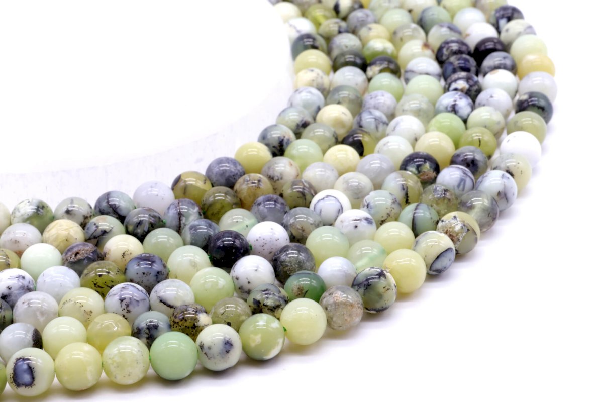 Perles Opale Verte sur fil