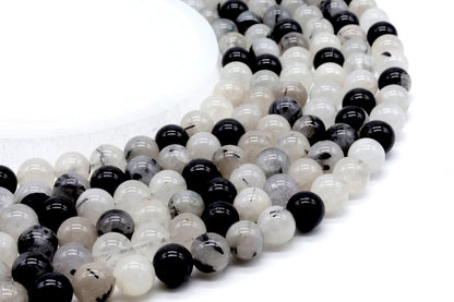 Perles Quartz Tourmaline sur fil