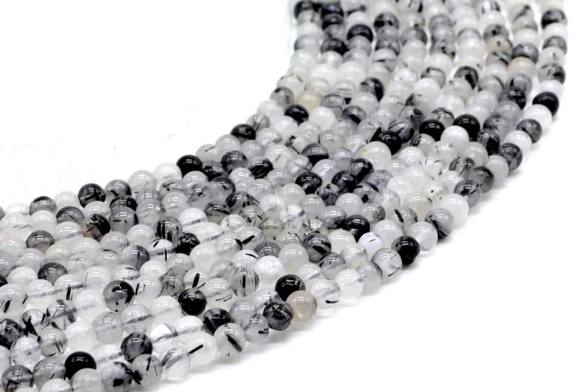 Perles Quartz Tourmaline sur fil