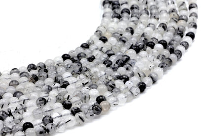 Perles Quartz Tourmaline sur fil