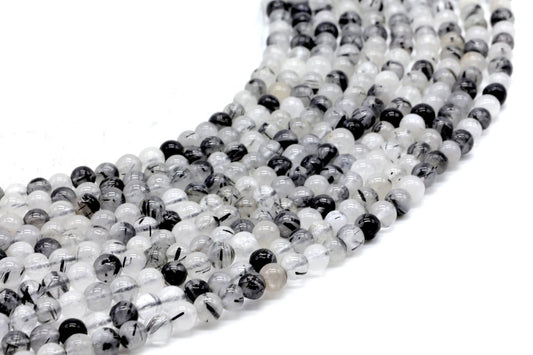 Perles Quartz Tourmaline sur fil