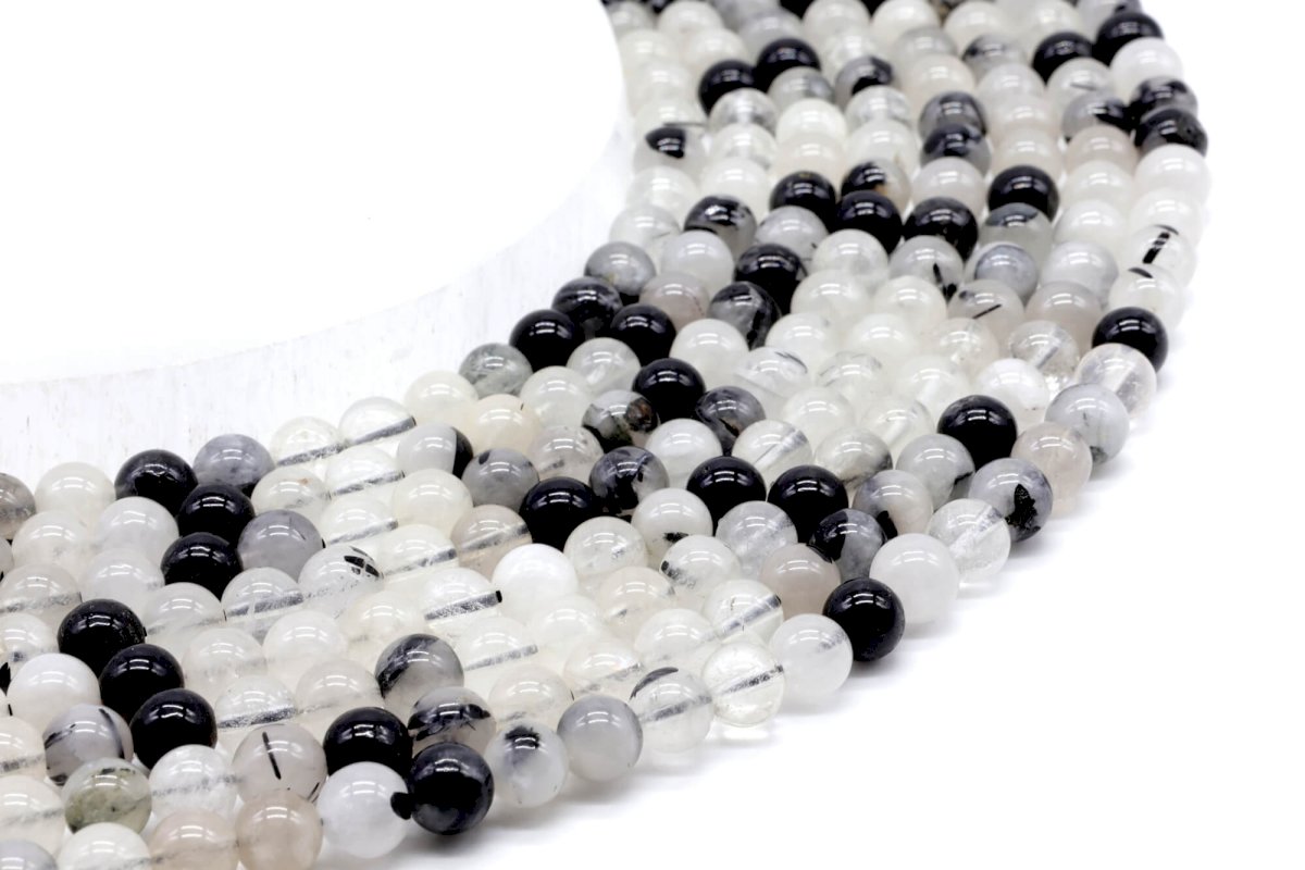 Perles Quartz Tourmaline sur fil