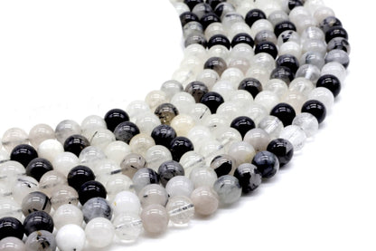 Perles Quartz Tourmaline sur fil