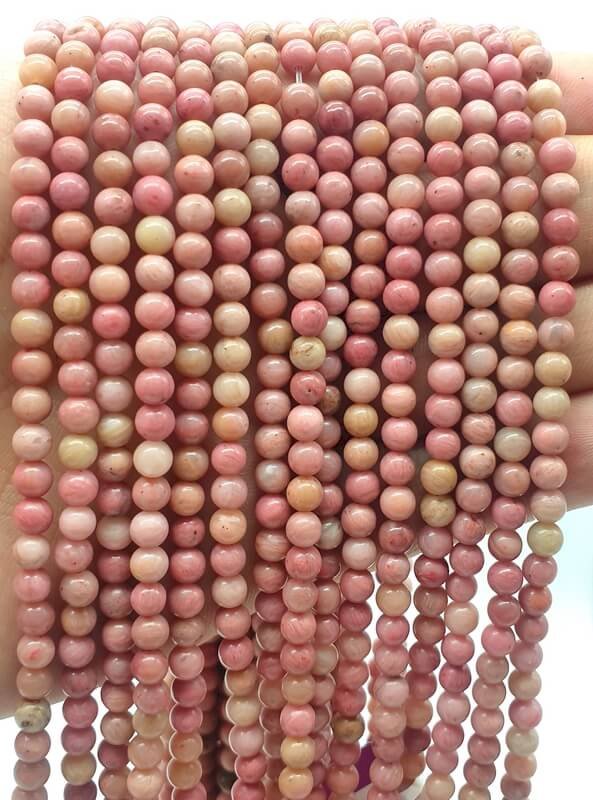 Perles Rhodonite Unie sur fil