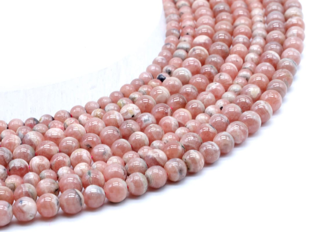 Perles Rhodochrosite 'AA' 5mm sur fil 38cm